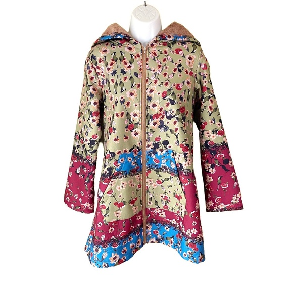 MISSLOOK Floral Coat Soft Cozy Lining Jacket Zip Up‎  Sz S - Picture 1 of 10